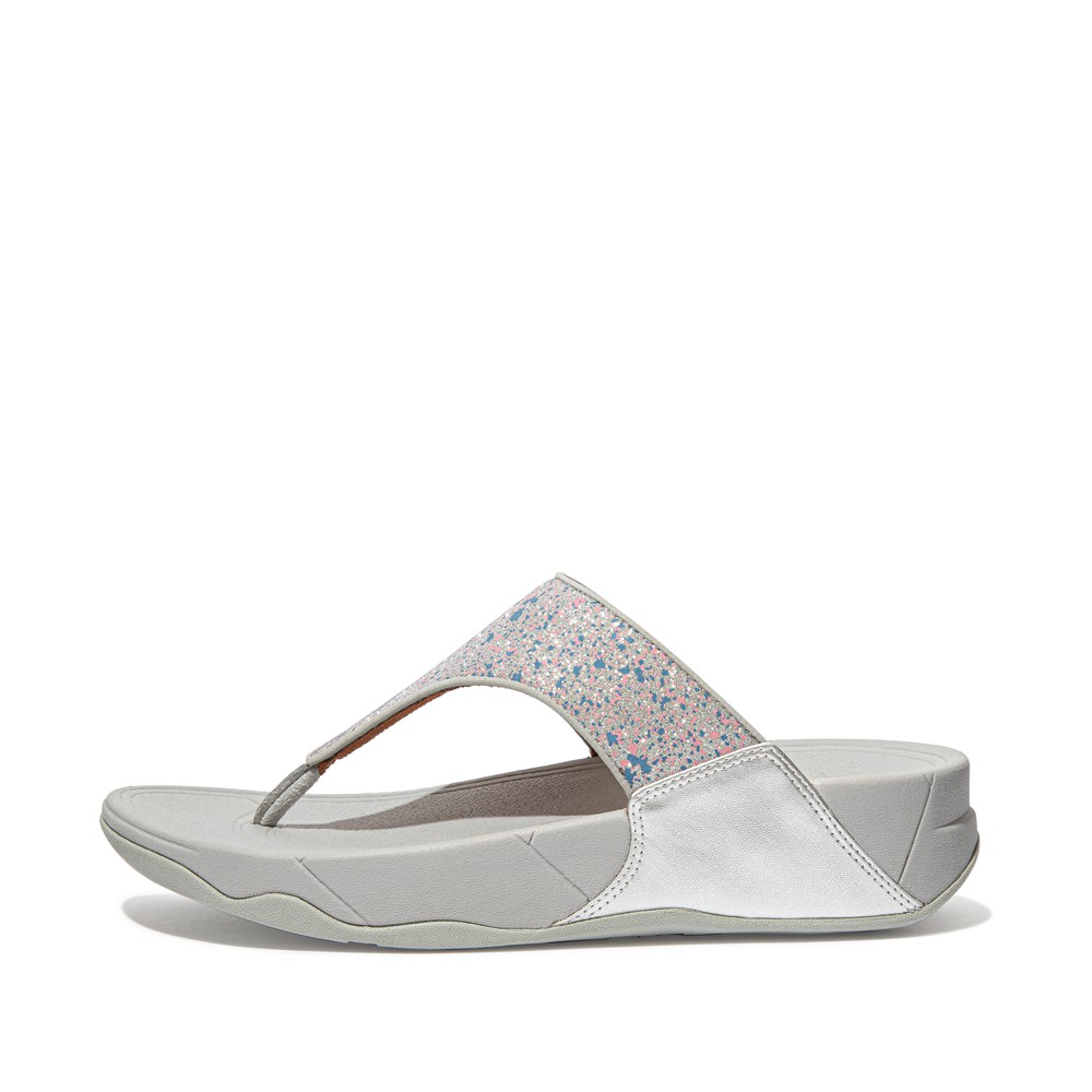 Fitflop Womens Sandals Silver - Lulu Shimmer Toe-post - 81ENMLOCT